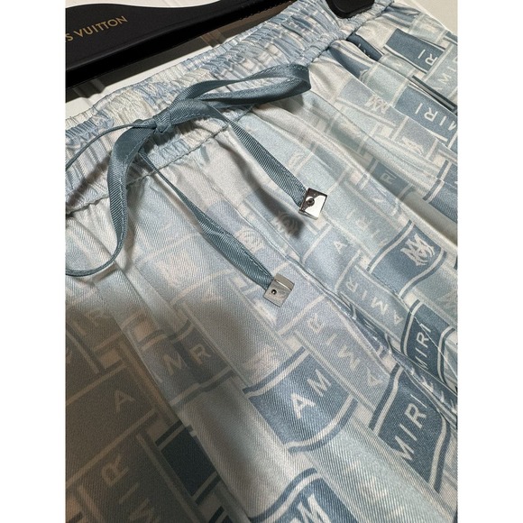 NWT Amiri Logo Print Silk Shorts - Picture 5 of 11